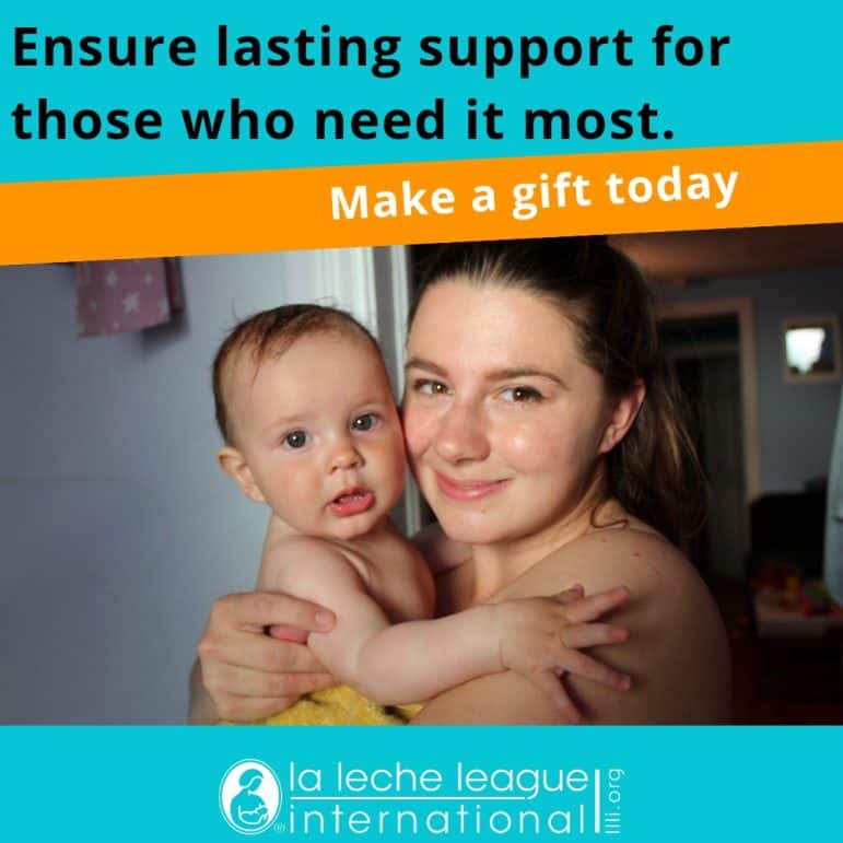 Photo of mother holding her child, banner above reads 'Ensure lasting support for those who need it most. Make a gift today.'